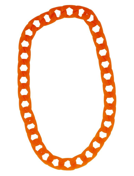 Halsketting met grote schakels neon oranje