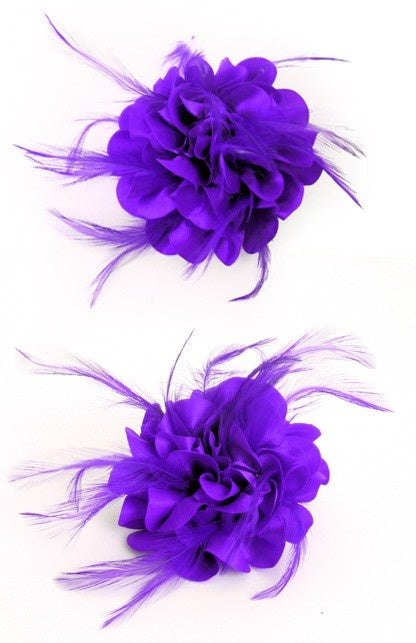 Haarclip met paarse zijden bloem