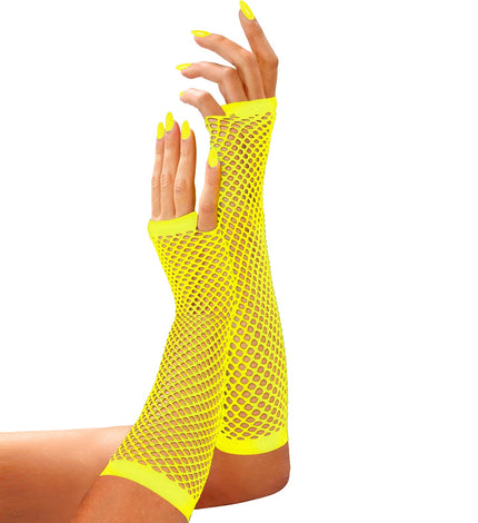 Net handschoenen neon geel lang