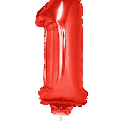 Folieballon 41 cm op stokje rood