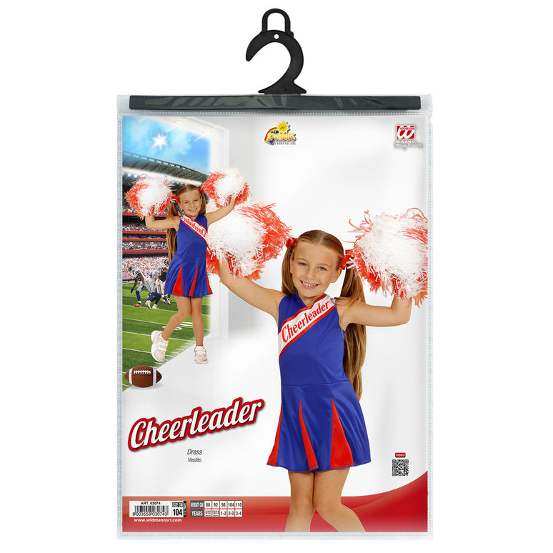 Cheerleader kostuum blauw rood kinderen