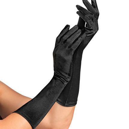 Handschoenen satijn elastisch zwart