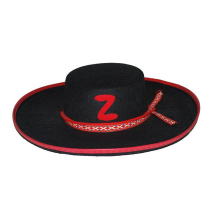 Zorro hoed met rode rand kids