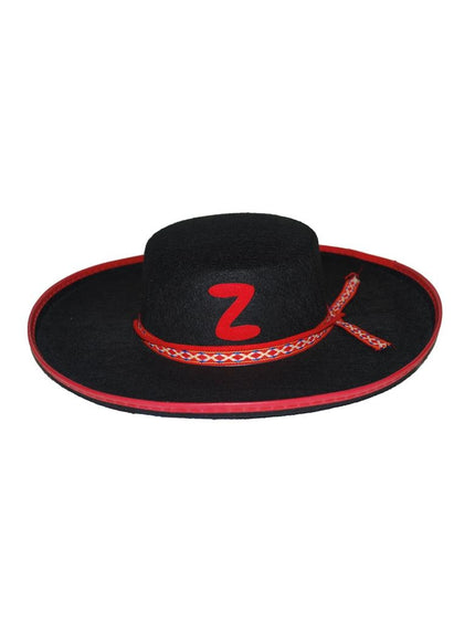 Zorro hoed met rode rand kids