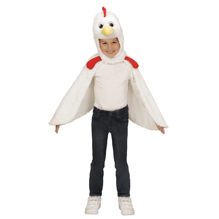 Witte kippen cape met vleugeltjes voor kids