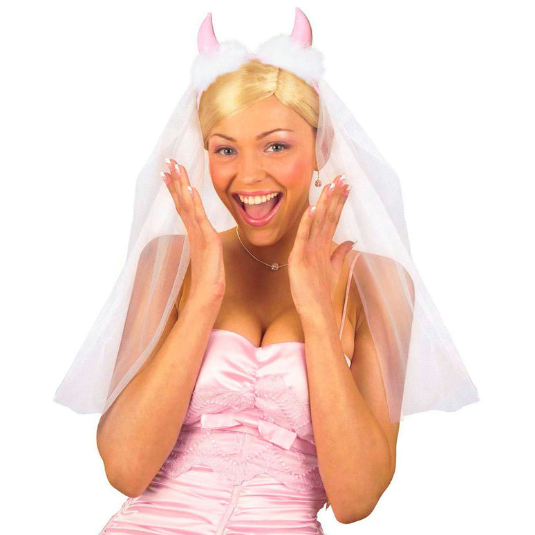 Bride to be sluier met roze hoorntjes