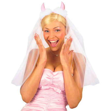 Bride to be sluier met roze hoorntjes