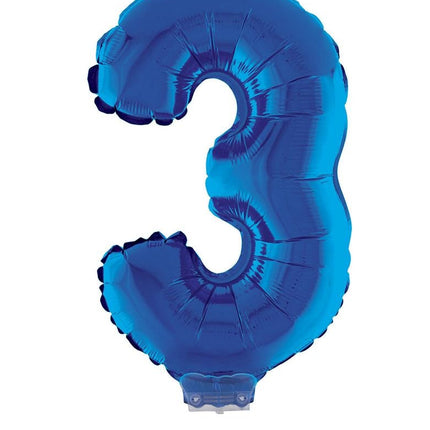 Folieballon 41 cm op stokje blauw