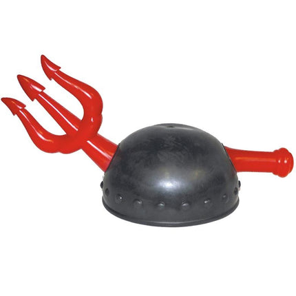 Helm zwart met rode drietand