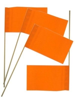 Vlaggetje papier op stok oranje per 50 stuks