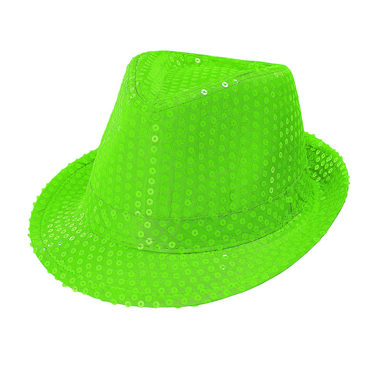 Neon groene glitter hoed