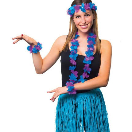 Hawaii rok blauw met accessoires