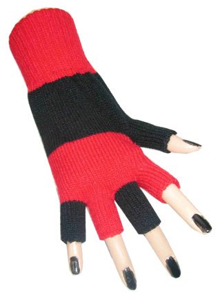 Vingerloze handschoen zwart/rood