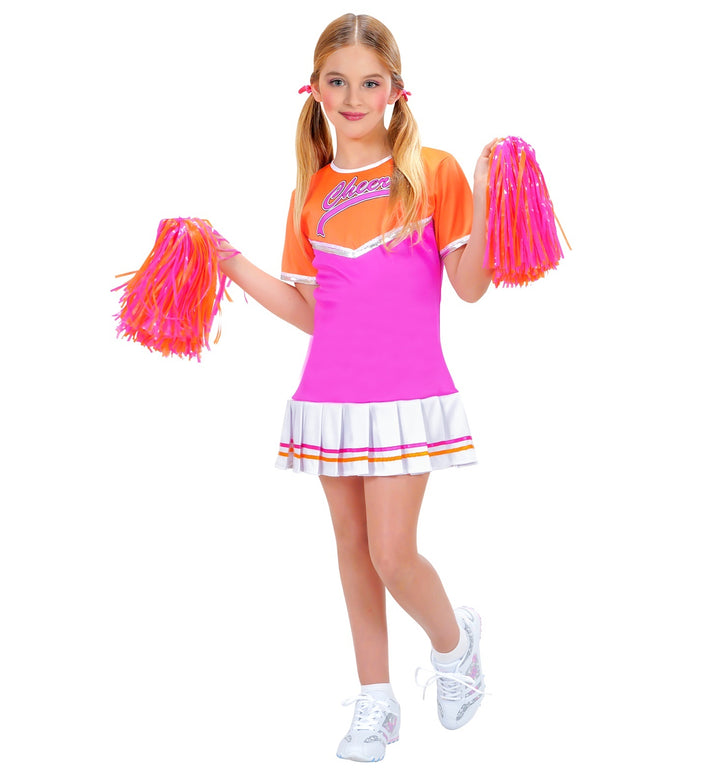 Cheerleader jurkje kinderen oranje/roze
