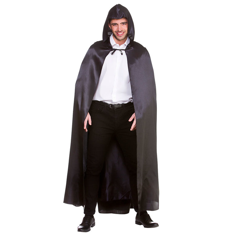 Dracula cape met kap satijn 140cm