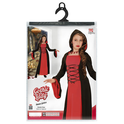 Rood met zwarte Gothic lady jurk voor kids