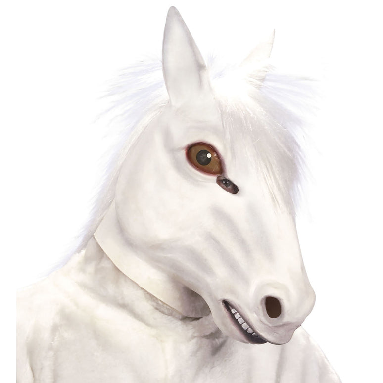 Paarden masker wit latex