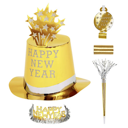 Nieuw jaar versierset goud Happy New Year