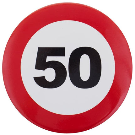 50e verjaardag button verkeersbord