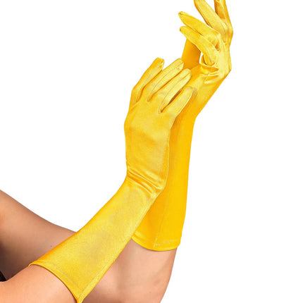 Handschoenen satijn elastisch geel