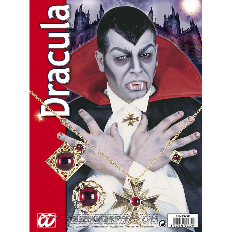Dracula ketting met ringen Robijn