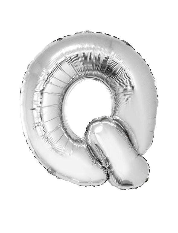Grote folie ballon letter Q Zilver