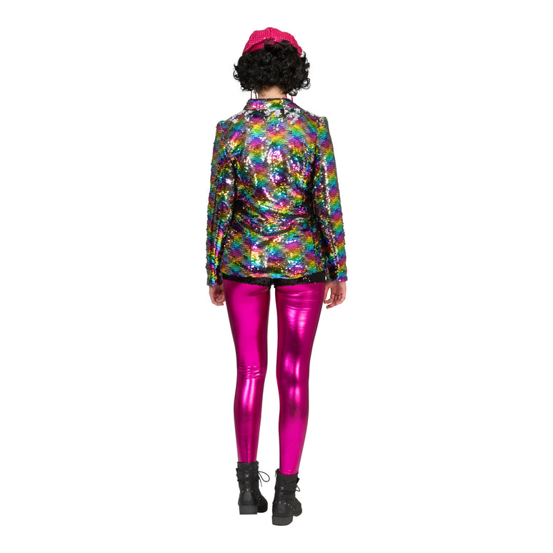 Disco jas Amber in regenboog kleuren met glitters