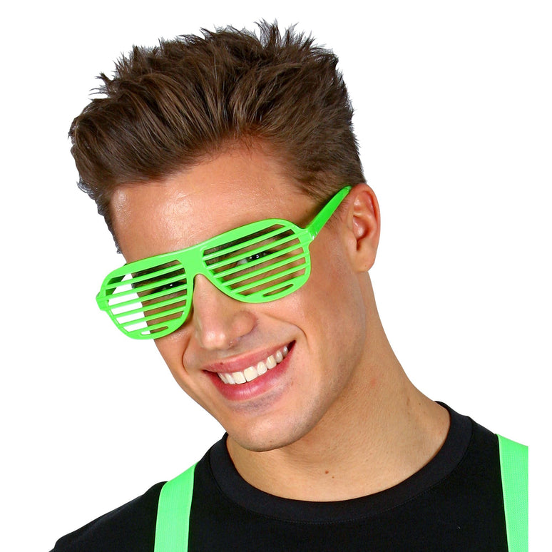 Neon groene bril met luikjes