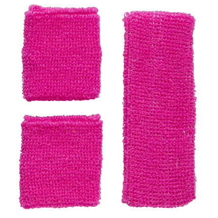 Roze zweetbanden neon set