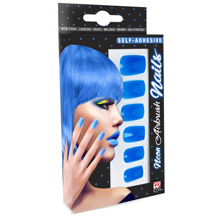 Airbrush nagels neon blauw