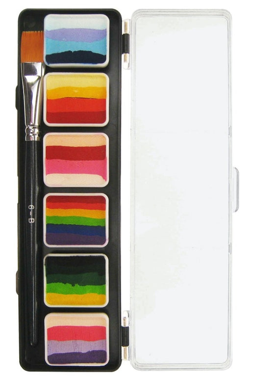 Schmink palet met regenboog 6 kleuren