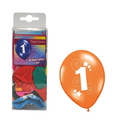 Cijfer 1 ballonnen gemixte kleuren