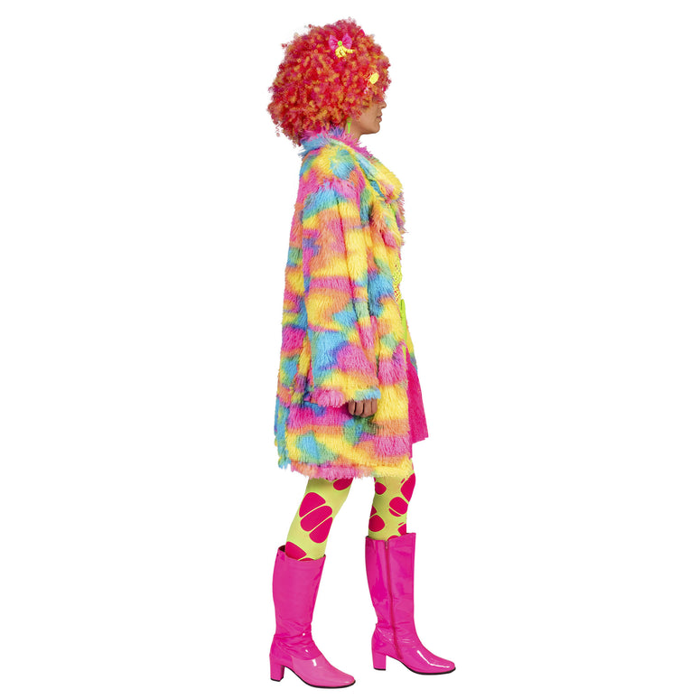 Fuzzy nep bontjas Nina in regenboog kleuren