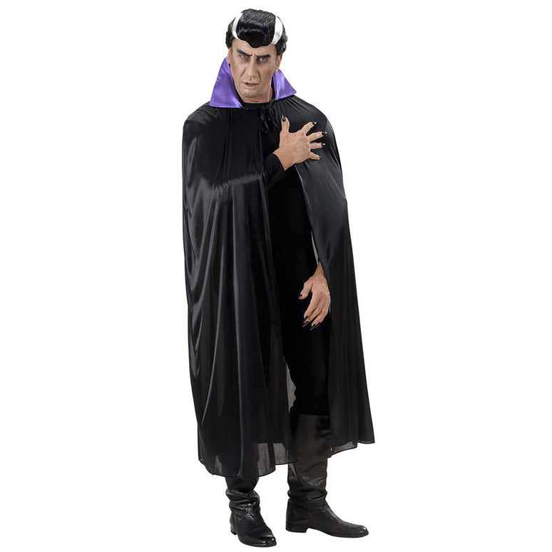 Vampier cape zwart met paare kraag volwassenen