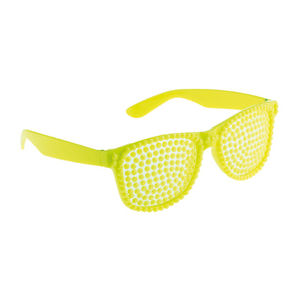 Disco bril met parels in neon geel