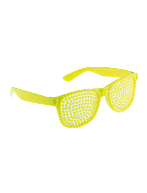 Disco bril met parels in neon geel