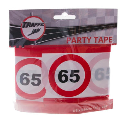 Party tape 60 jaar met verkeersborden 610x8cm