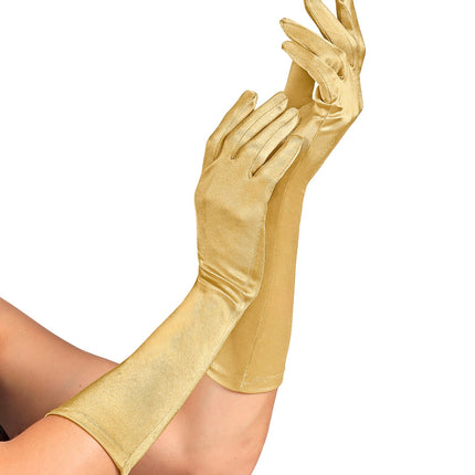 Handschoenen satijn elastisch goud