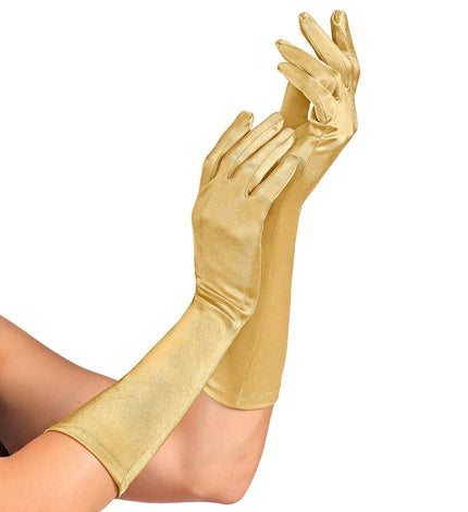 Handschoenen satijn elastisch goud
