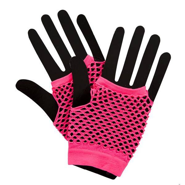 Visnet handschoenen neon roze