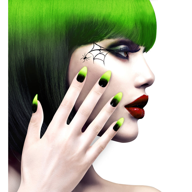Stiletto nagels zwart neon groen