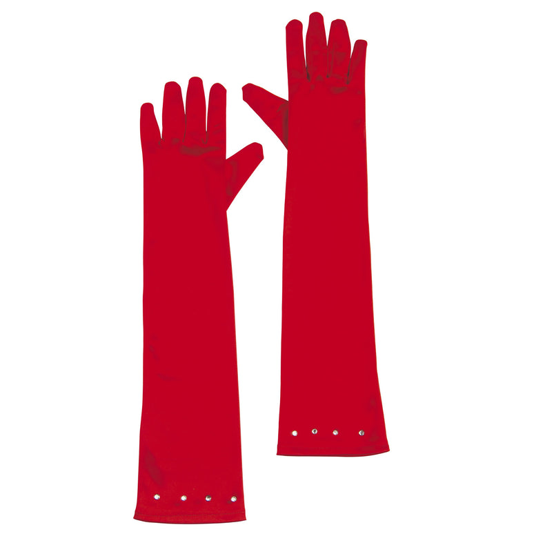 Satijnen handschoenen rood kind