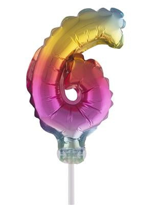 Folieballon 13 cm op stokje regenboog