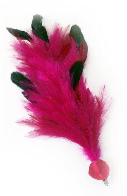 Roze veren pluim  met speld en clip  30cm