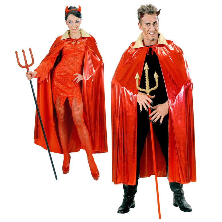 Vampier cape rood met gouden kraag volwassenen