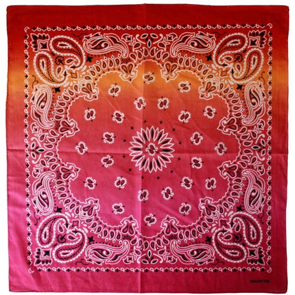 Boeren zakdoek met kleurverloop rood/oranje/roze 56 x 56 cm