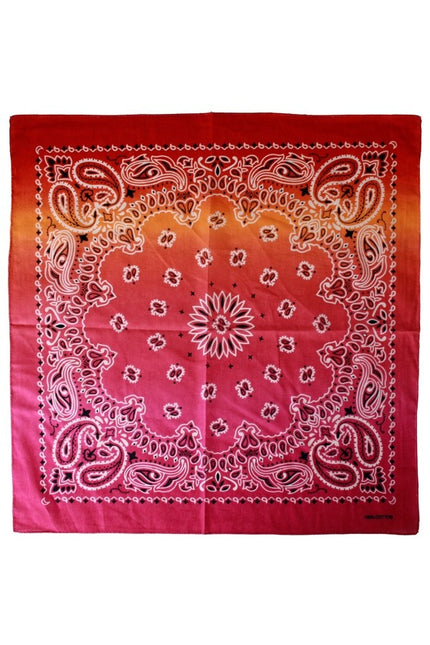 Boeren zakdoek met kleurverloop rood/oranje/roze 56 x 56 cm