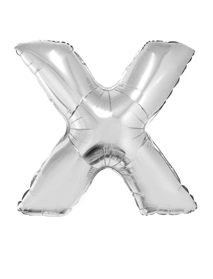 Grote folie ballon letter X Zilver