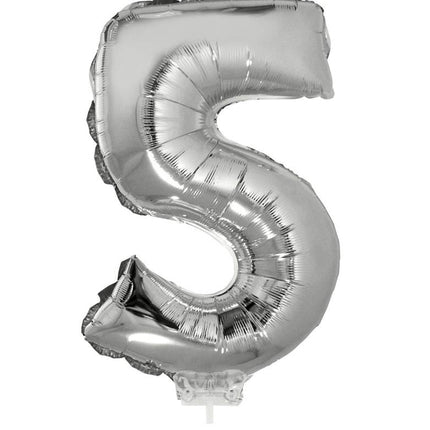 Folieballon 41 cm op stokje zilver