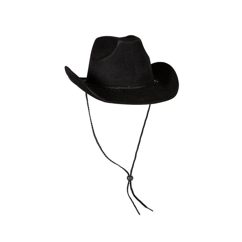 Zwarte cowboy hoed nep suede